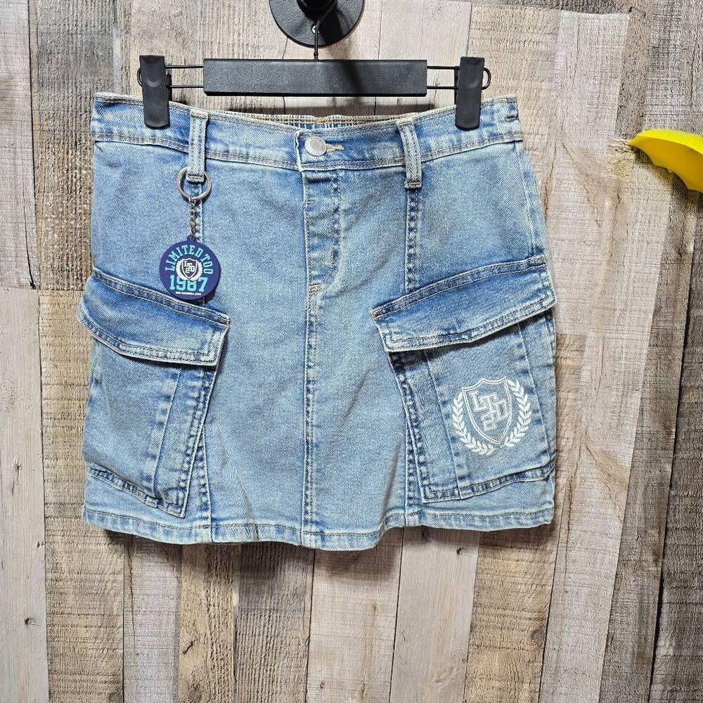 Limited Too Denim Jean Girls Mini Skort Skirt 16